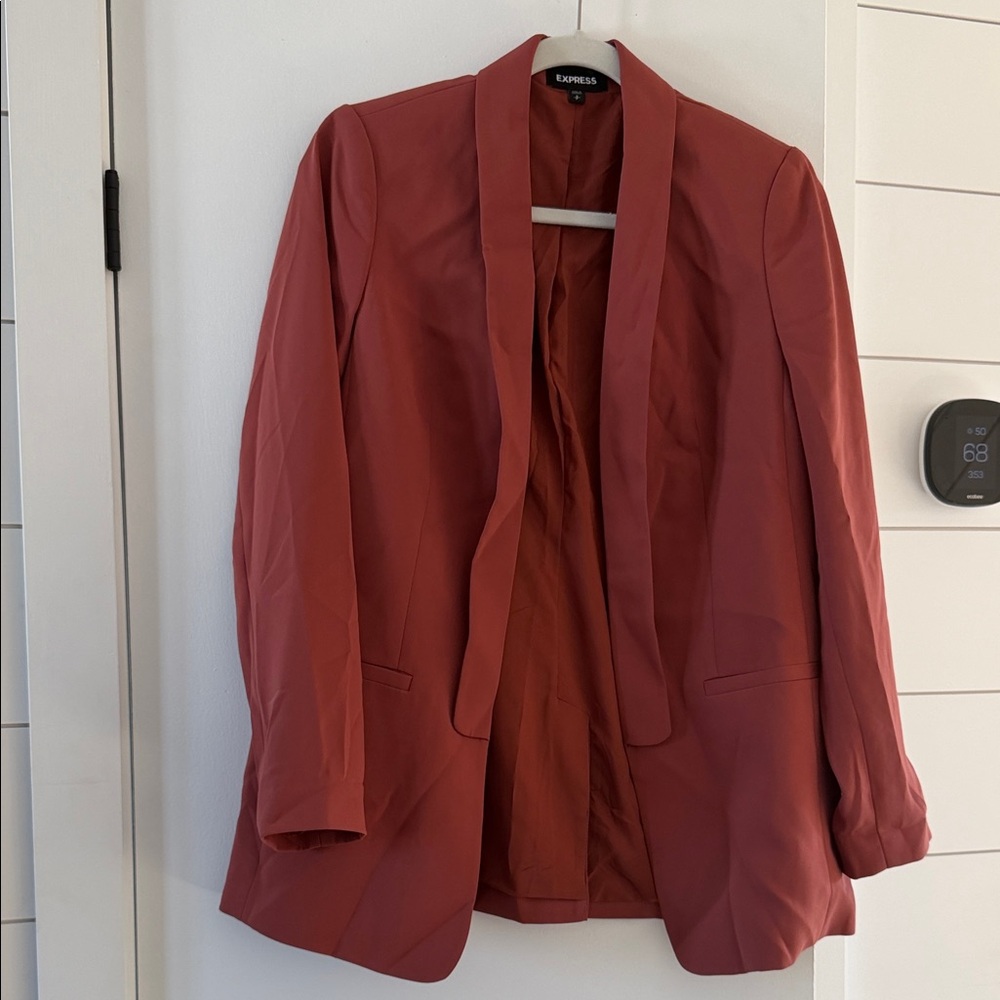 Express Women's Brick Red Open-Front Blazer